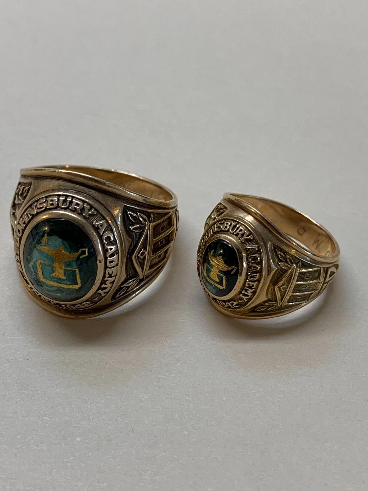 (2) St. Johnsbury Academy 10K Yellow Gold Class Rings