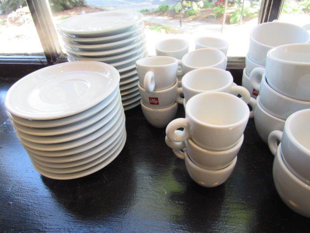 Illy Porcelain:  (18) Espresso Cups; (27) Coffee Cups; Abundance of Saucers