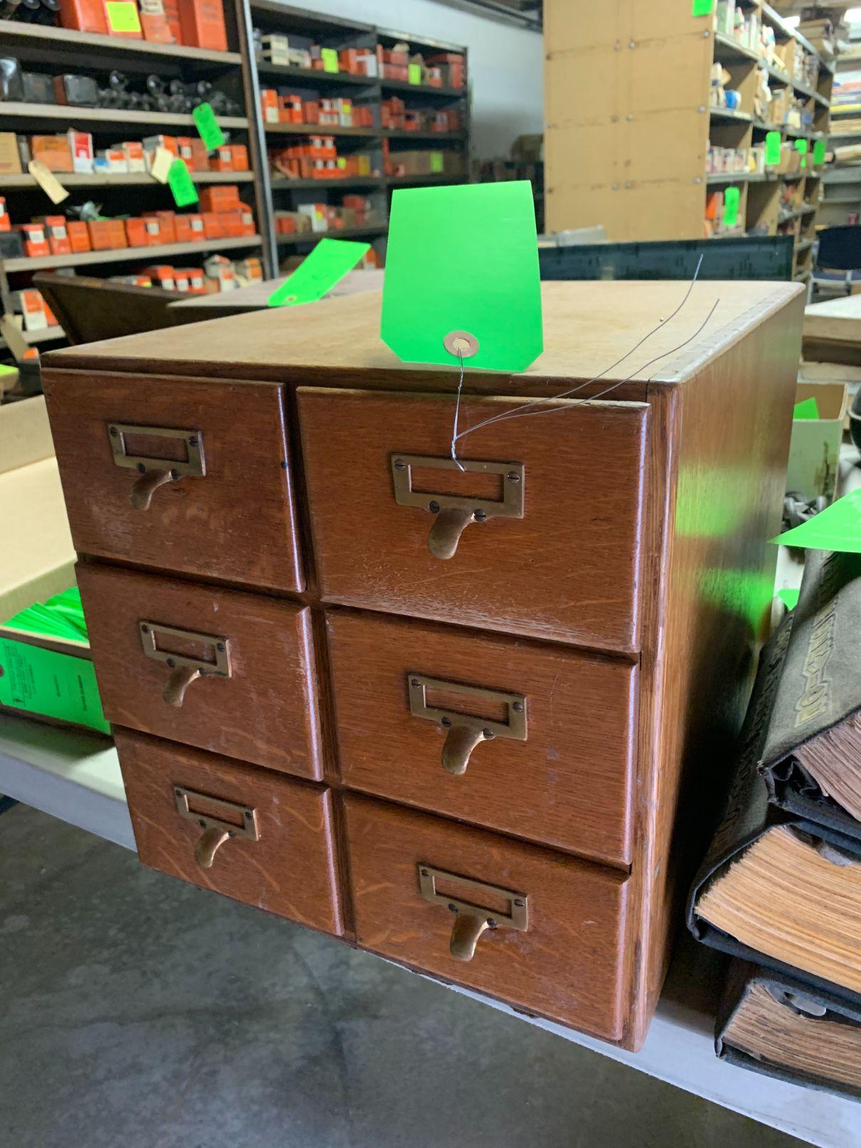 Oak 6-Drawer Card File