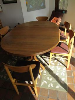 Danish Oval Table with (1) Leaf & (5) Chairs