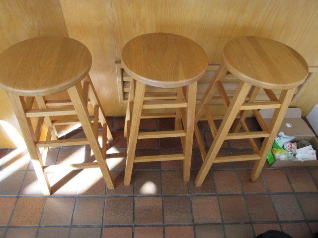 (3) Hardwood Stools