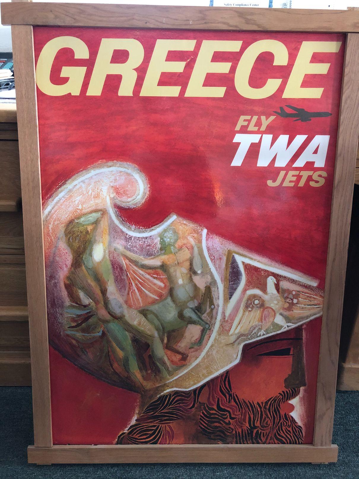 Vintage TWA "Greece / Fly TWA Jets" Travel Poster