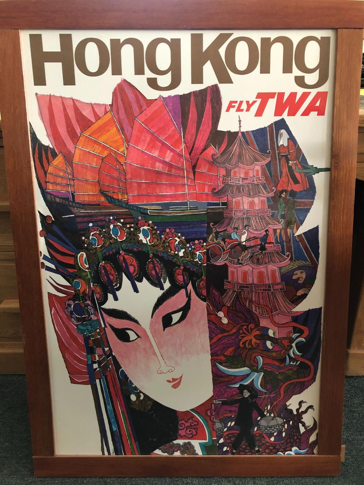 Vintage TWA "Hong Kong / Fly TWA" Travel Poster