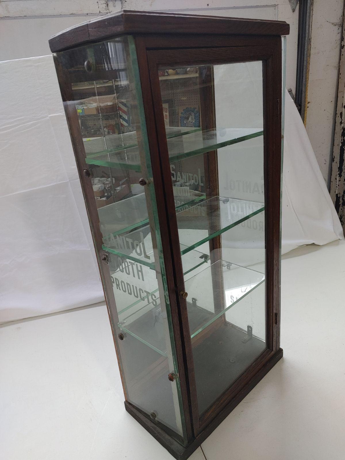 "Sanitol Tooth Products" Oak/Glass 3-Tier Display Case