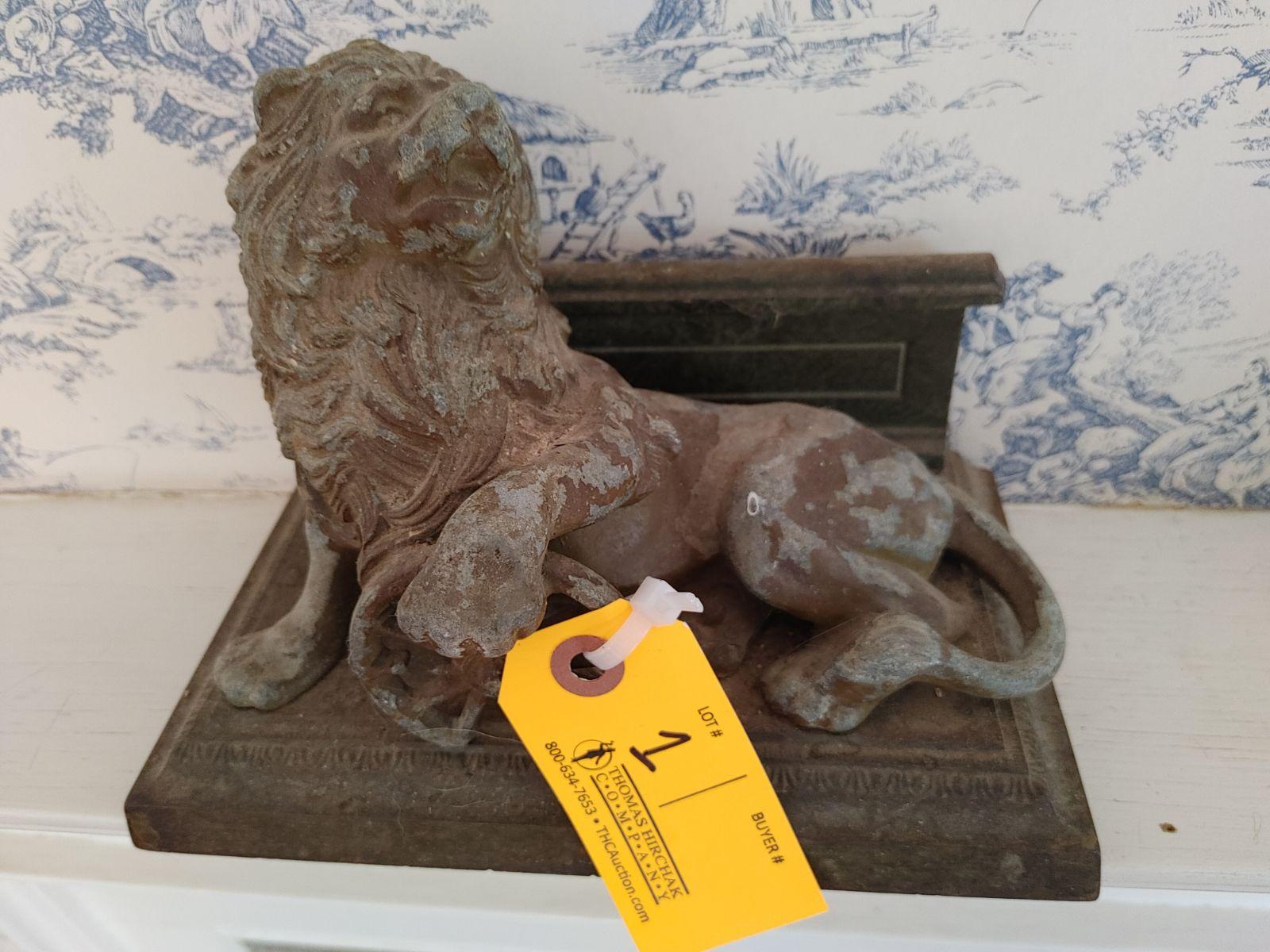 (2) Vintage Cast Metal Lion Bookends