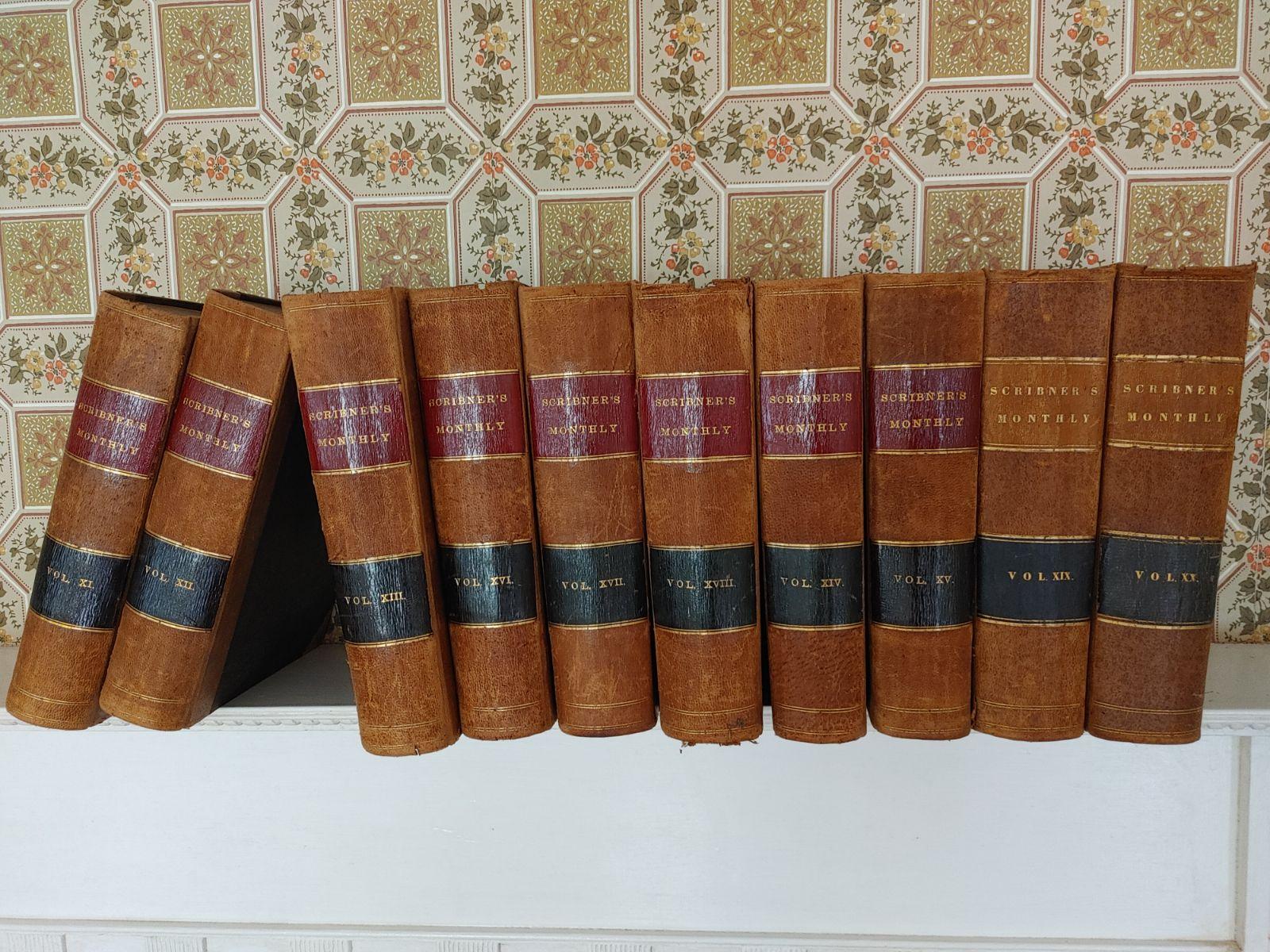 (10) Scribner's Monthly Leather Bound Books