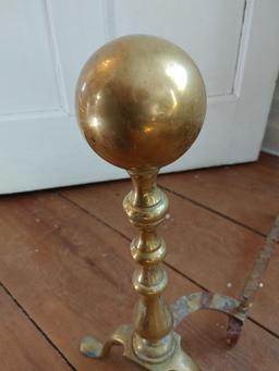 (2) Brass Cannonball Andirons