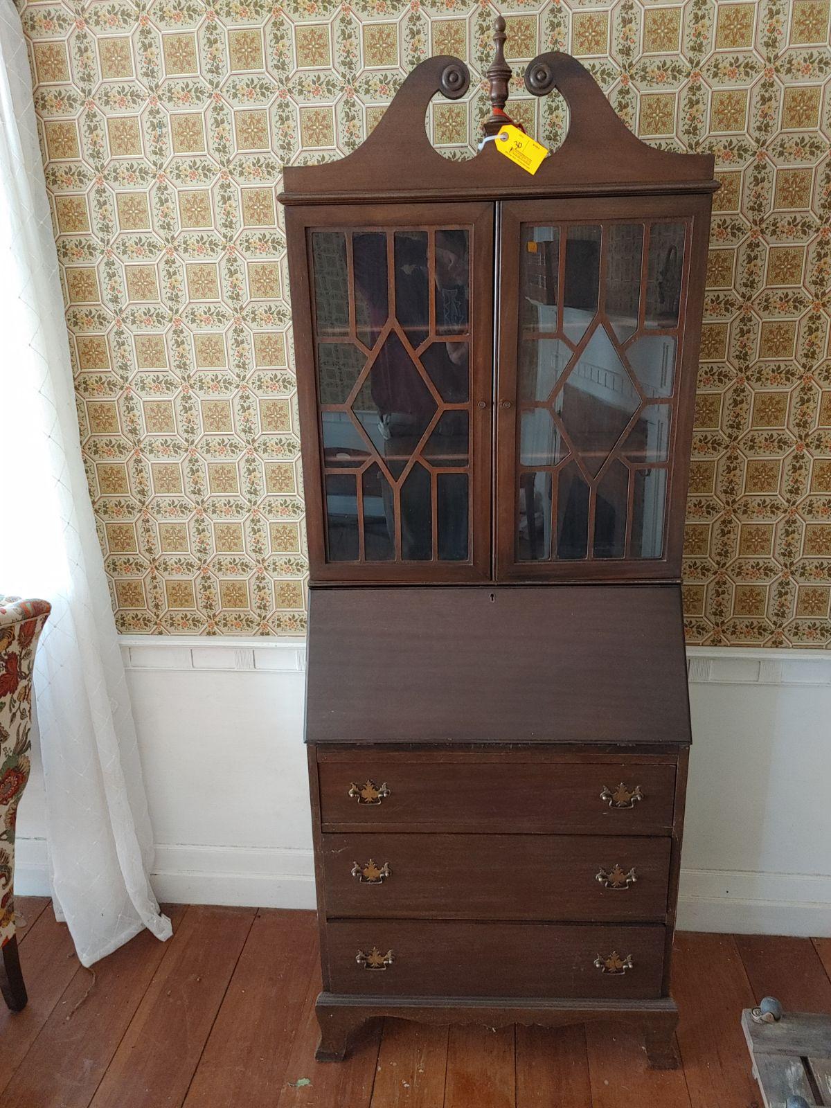 Vintage Mahogany Drop Front Secretary