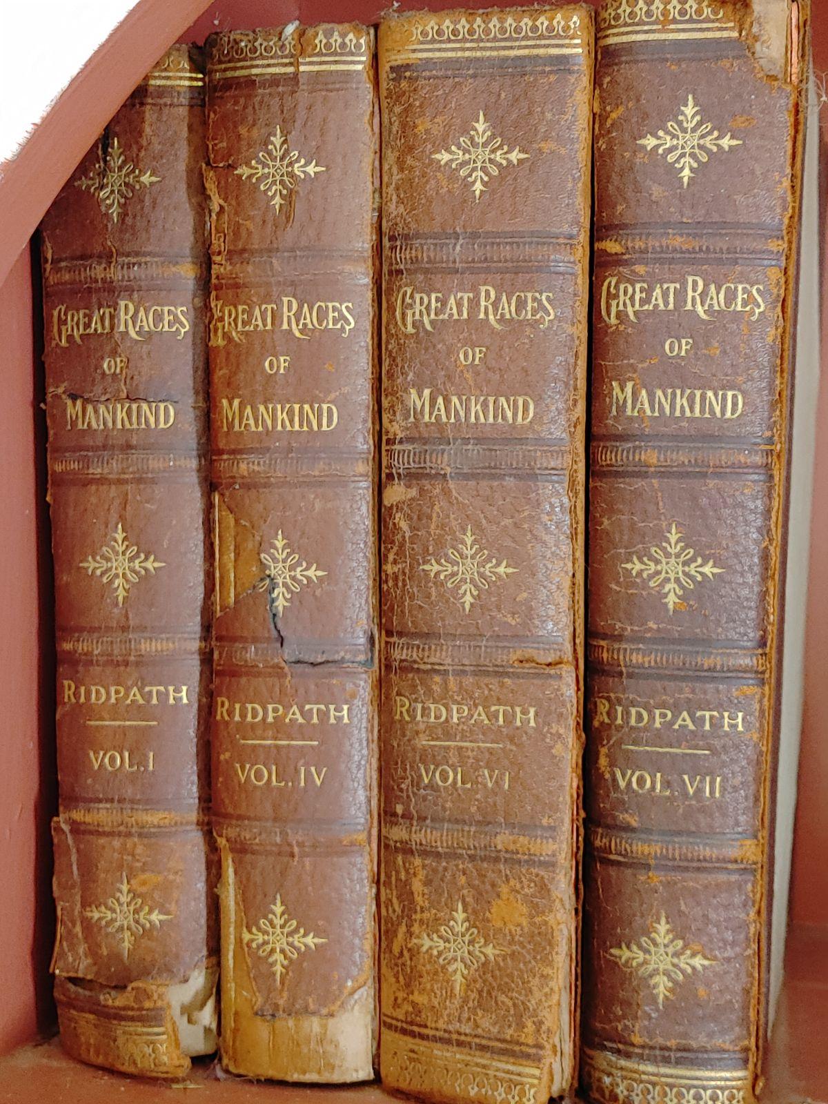 (4) Leather Bound Antique "Great Races of Mankind Books"