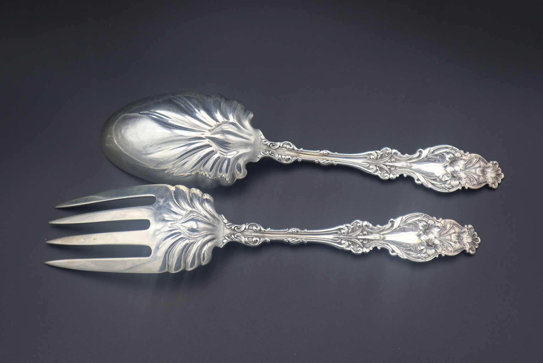 Gorham-Whiting Lily Pattern Sterling Silver 2 Pc. Salad Serving Set