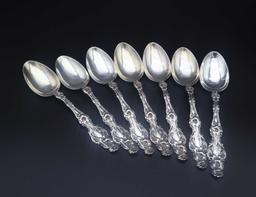 Set of (7) Gorham-Whiting Lily Pattern Sterling Silver Tea Spoons
