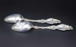 Pair of Gorham-Whiting Lily Pattern Sterling Silver Table Spoons