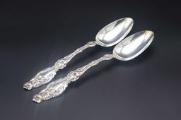 Pair of Gorham-Whiting Lily Pattern Sterling Silver Table Spoons