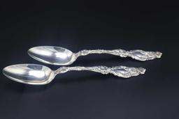 Pair of Gorham-Whiting Lily Pattern Sterling Silver Table Spoons