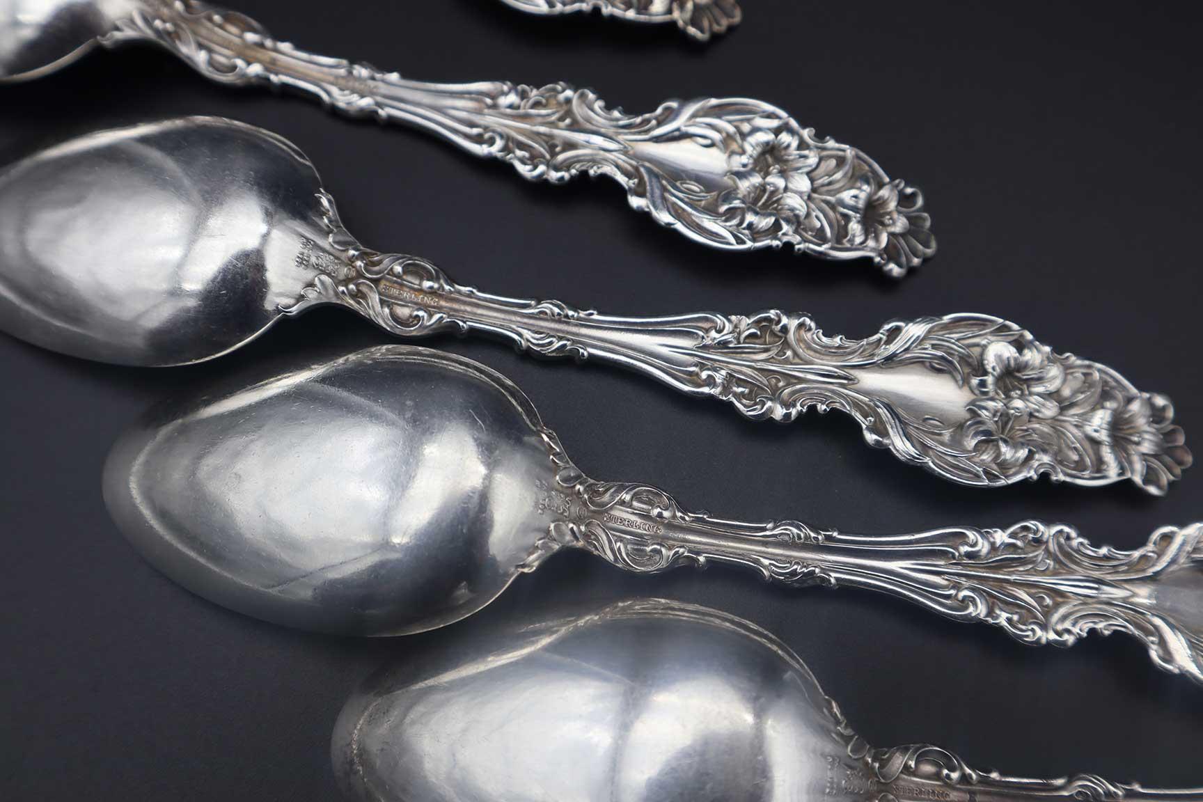 Set of (6) Gorham-Whiting Lily Pattern Sterling Silver Tea Spoons