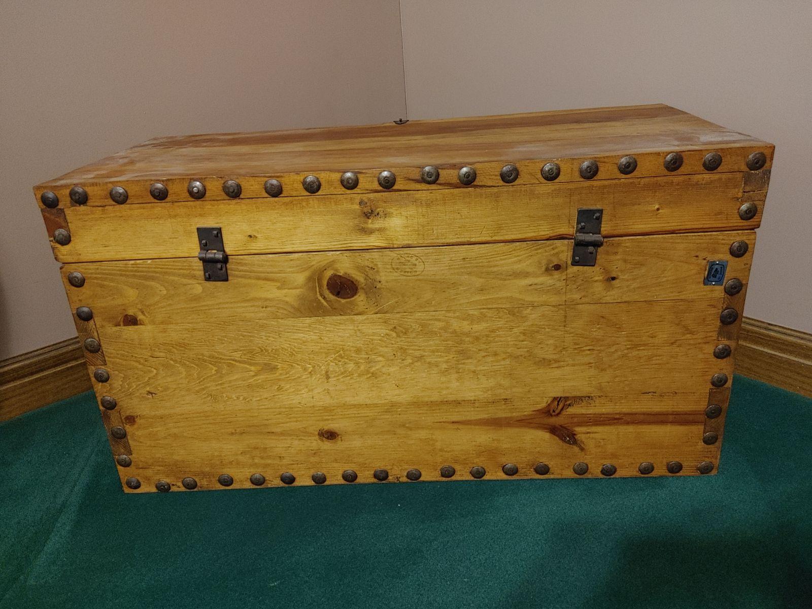 Heavy Pine Chest w/ Wrought Iron Lock