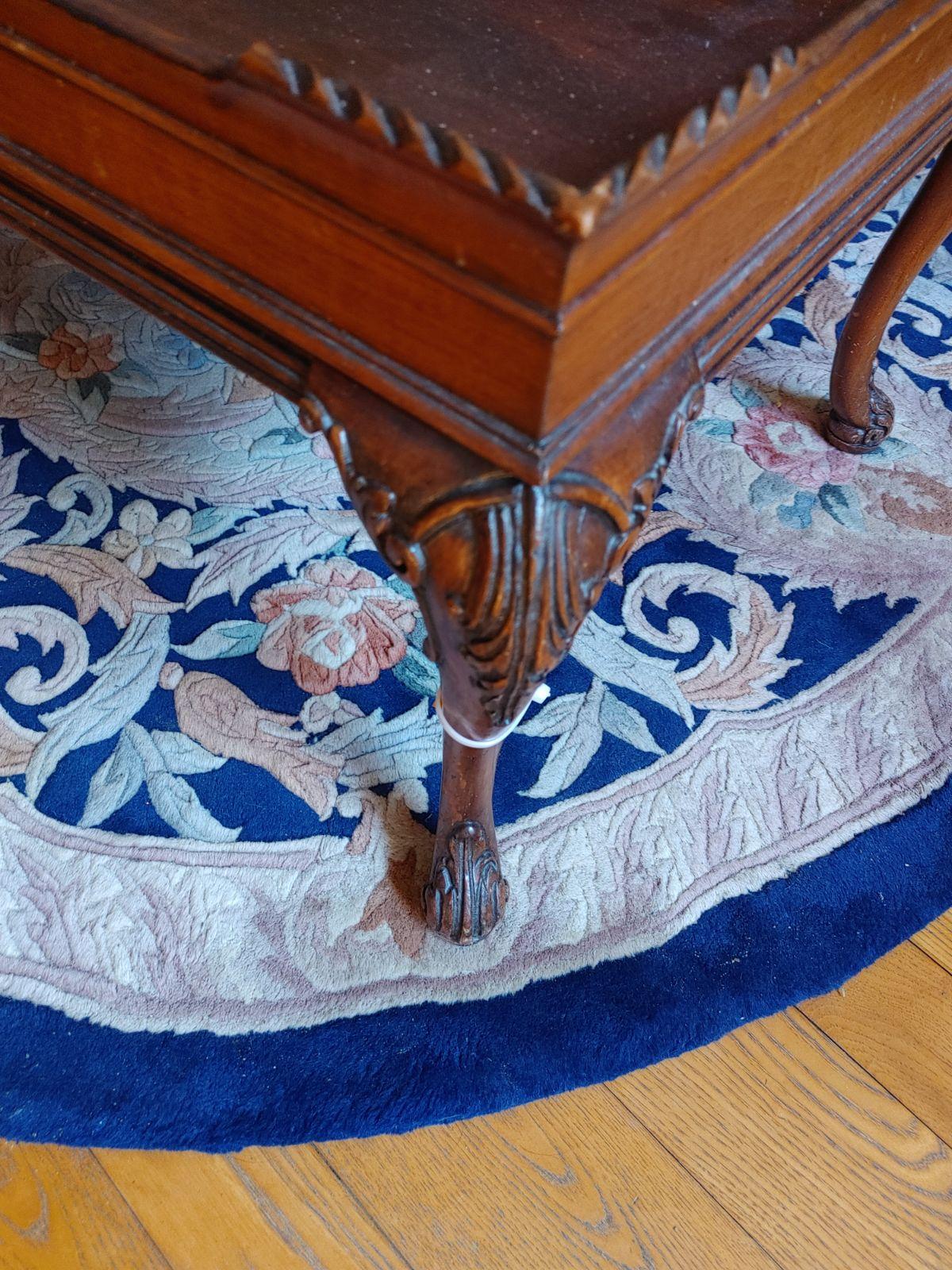 Wood Coffee Table w/ Partial Roped Edge