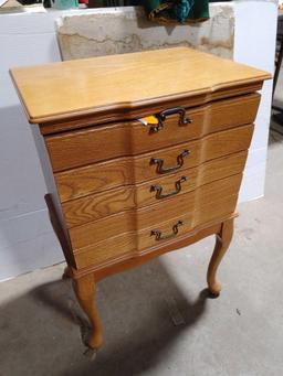 Oak 3-Drawer Silverware Cabinet