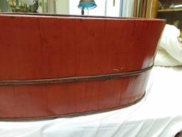 Red Painted Wood Tub