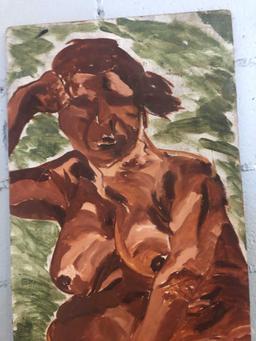 Oil on Masonite Nude Portrait