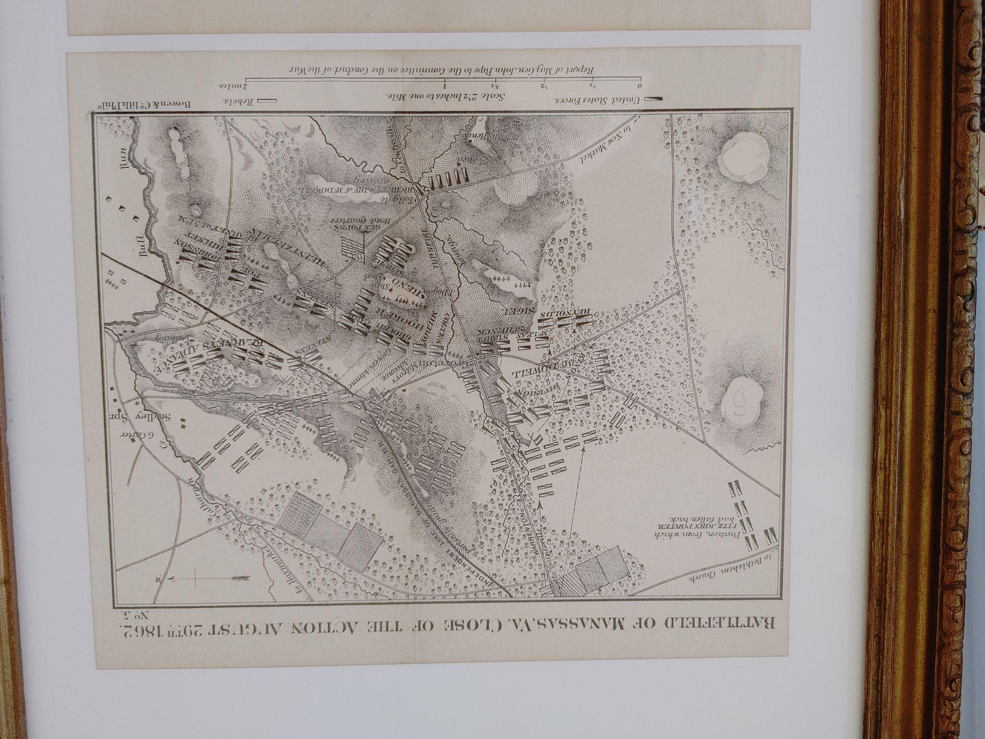 Framed Civil War Battlefield Map