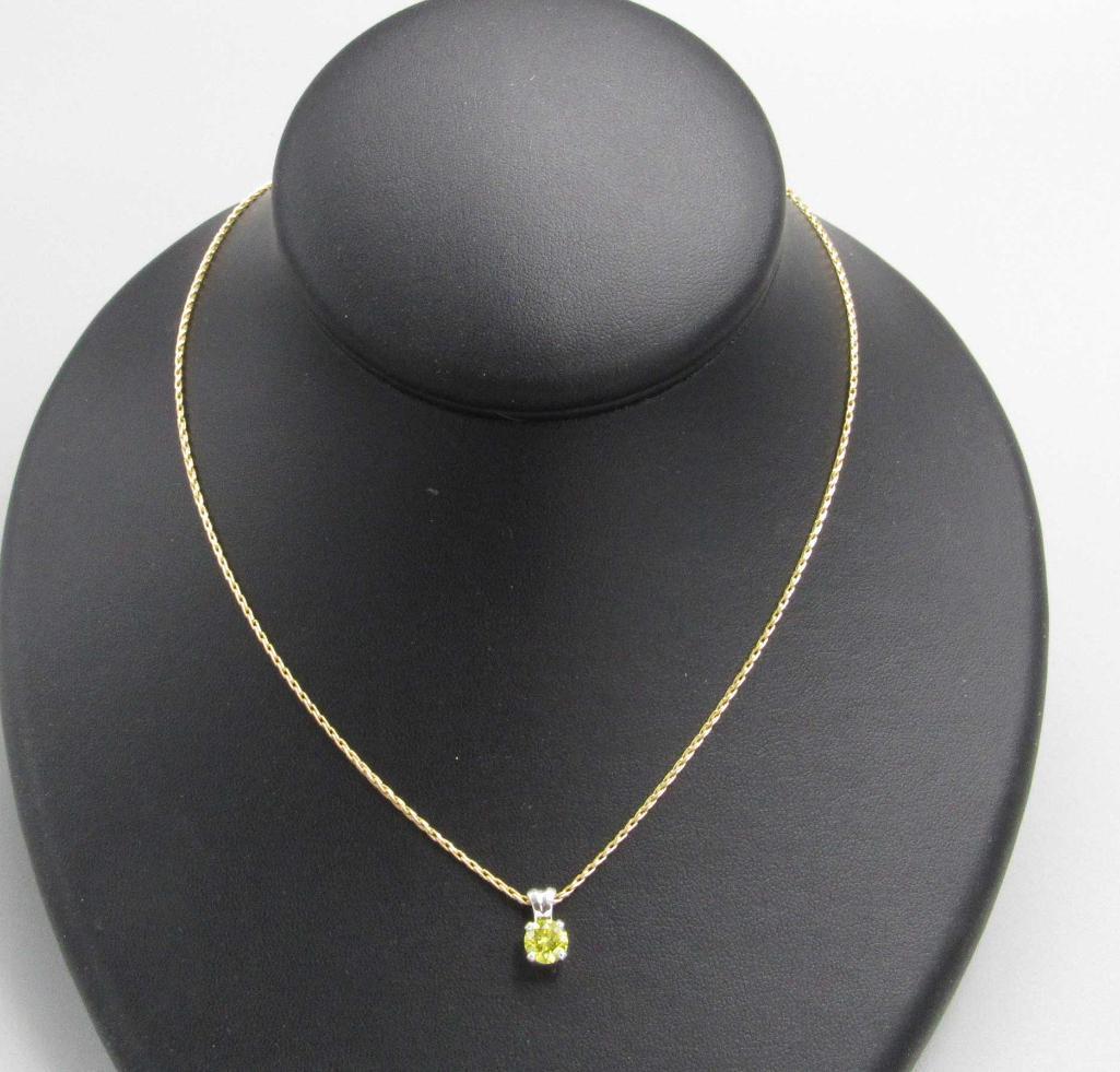 .87 Carat Brilliant Cut Yellow Diamond Pendant