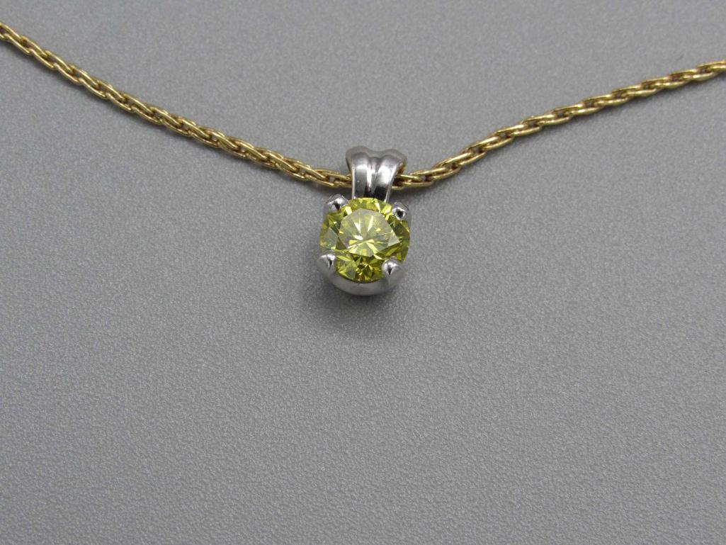 .87 Carat Brilliant Cut Yellow Diamond Pendant