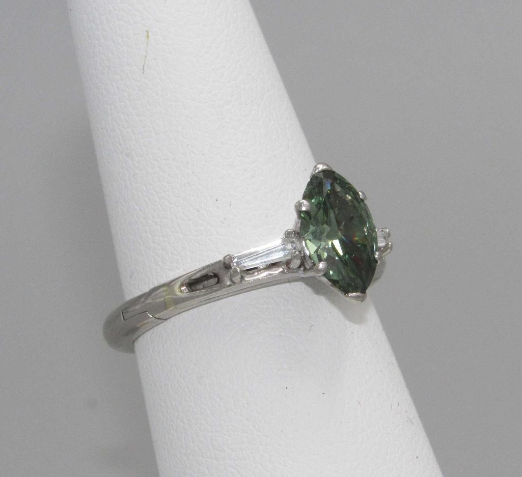 1 Carat Marquise Cut Green Diamond Ring