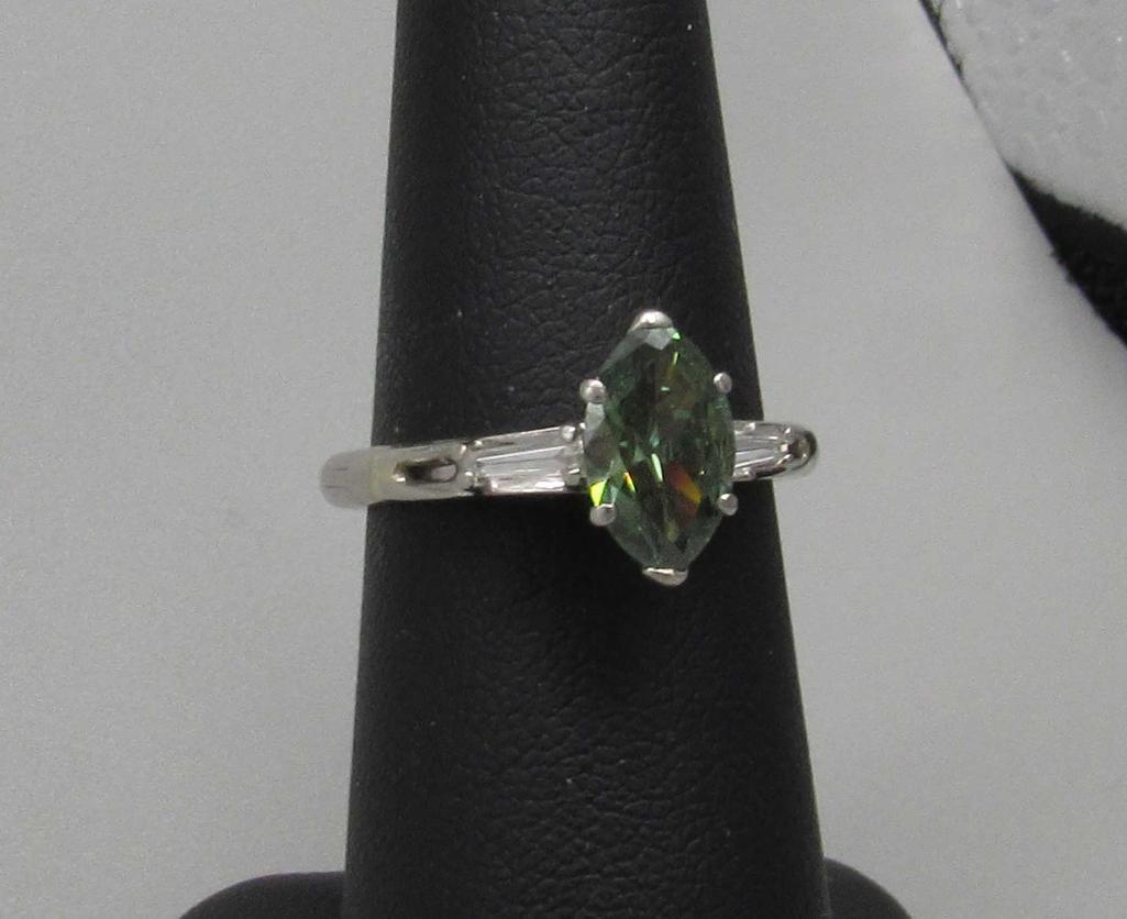 1 Carat Marquise Cut Green Diamond Ring