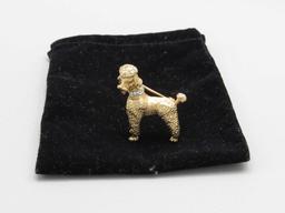 14K Yellow Gold Poodle Brooch