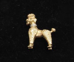 14K Yellow Gold Poodle Brooch
