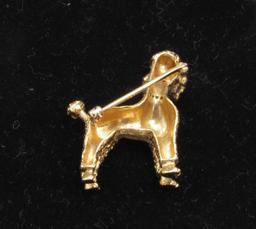 14K Yellow Gold Poodle Brooch