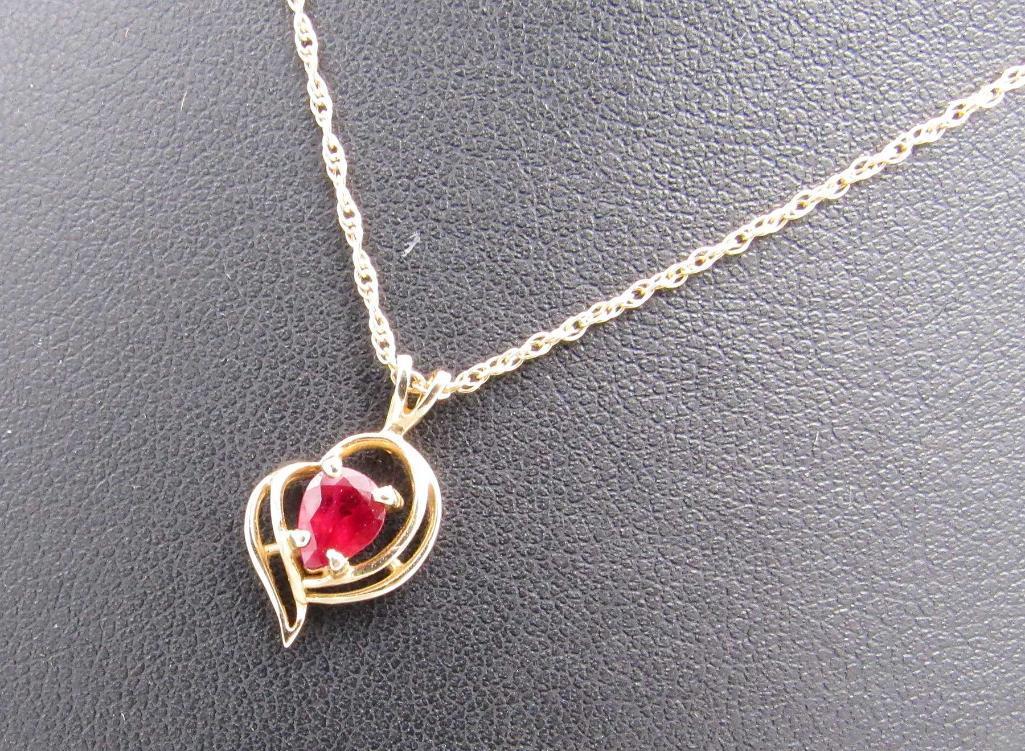 14K Yellow Gold & Ruby Necklace