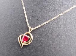 14K Yellow Gold & Ruby Necklace