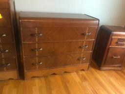 (3) Antique Waterfall Bedroom Set Pieces