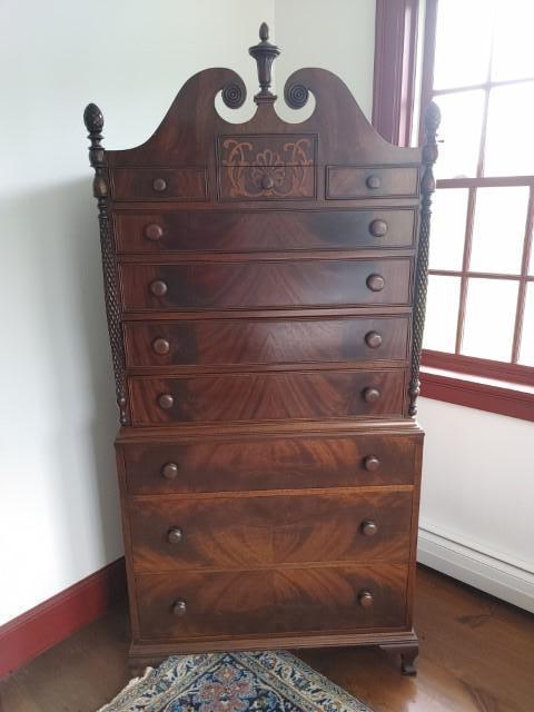 10 Drawer Mahogany Chest on Chest