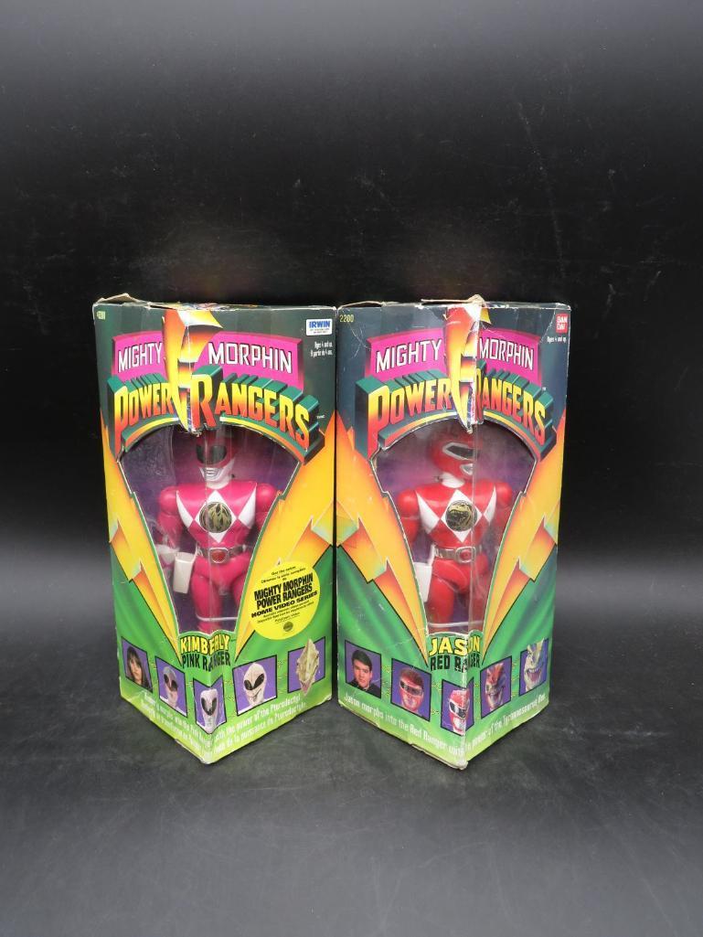 Lot of (2) 1993/1994 original Red & Pink Power Rangers new in box w/ wear.