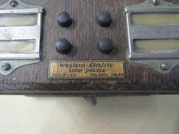 Antique Western Electric Oak Box Wall Mount Intercom