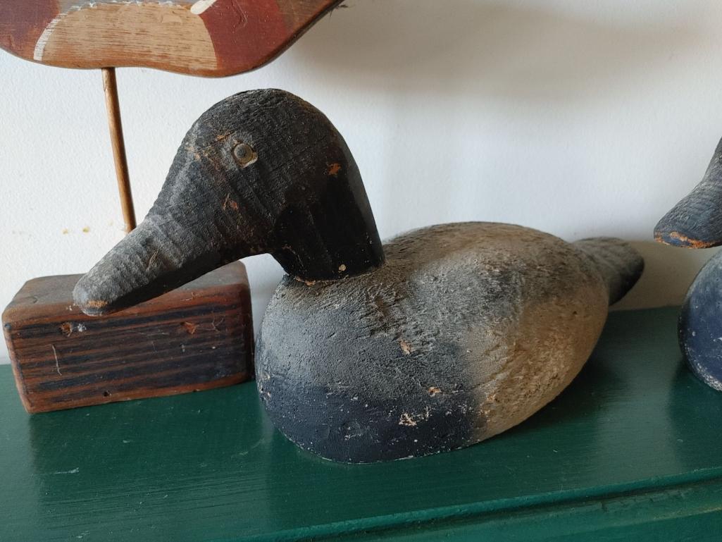 (2) Carved Decoys And (1) Decorative Shore Bird