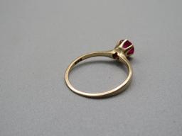 14K Yellow Gold Ring with 5mm Round Cut Ruby