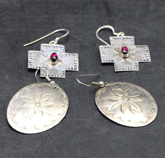 (2) Pairs of Native American Sterling Silver Earrings