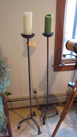 Pair of Wrought Iron Candle Stands