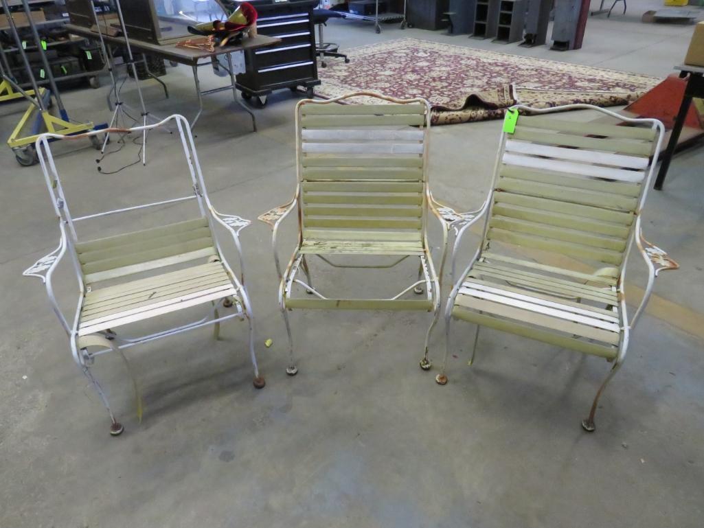 (3) Vintage Iron Garden / Patio Chairs