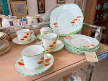 Handpainted 1930s Tea Service For 4