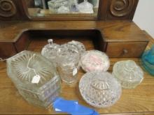 (7) Vintage Covered Glass Jars