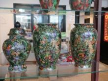 Pair of Matching Safari Vases 12"Tall and Ginger Jar 13"Tall