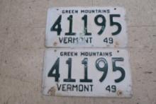 1949 Vermont License Plate Pair 41195