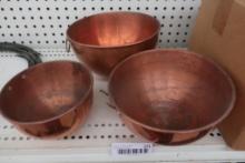 (3) Copper Bowls
