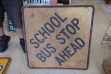 School Bus Stop Ahead Street Sign Metal