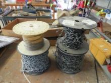 (4) Partial Spools of Chains & Cable